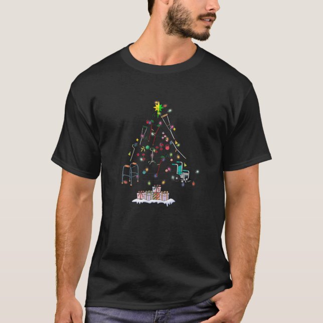 Funny Physical Therapy Christmas Tree For PT Thera T-Shirt (Front)