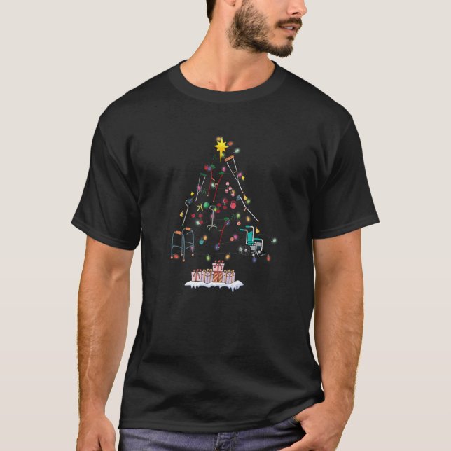 Funny Physical Therapy Christmas Tree For PT Thera T-Shirt (Front)