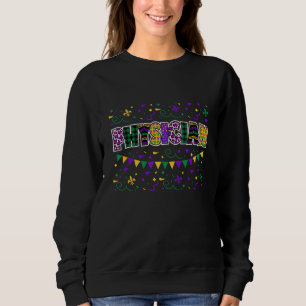Funny Physician Mardi Gras Mask And Beads Family M Sweatshirt