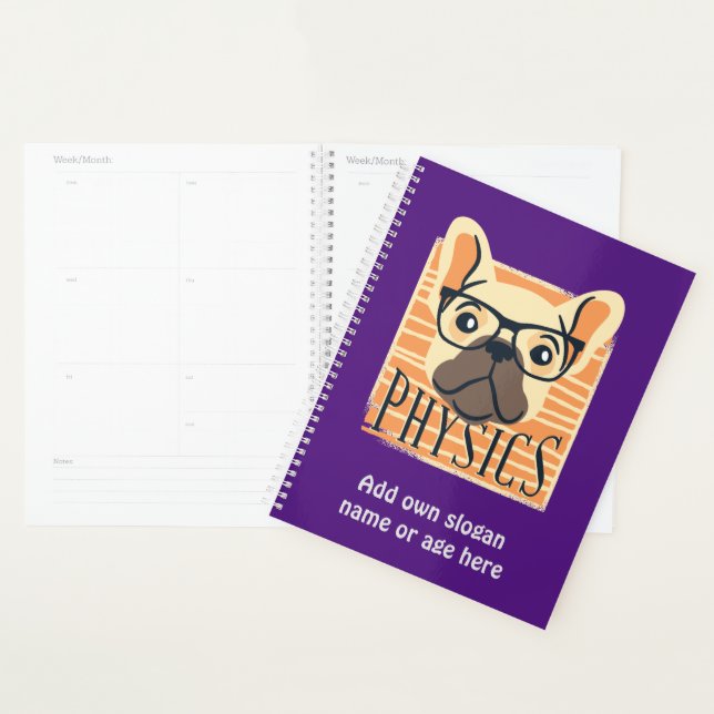 Funny PHYSICS French Bulldog Science Teacher Gift Planner (Display)