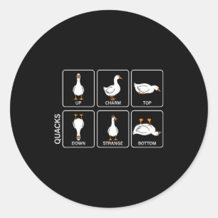 Funny physics pun duck quacks meme cute goose classic round sticker