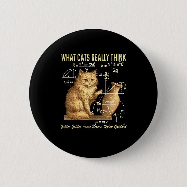 Funny Physics Science Humor What Cats Really Think 6 Cm Round Badge (Front)