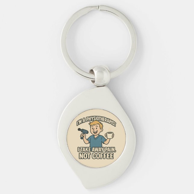 Funny Physiotherapist Coffee Lover Design Key Ring (Front)