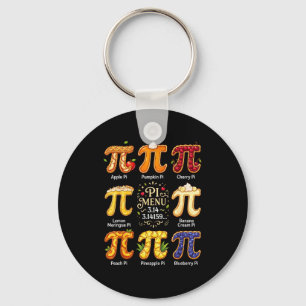 Funny Pi Day 3.14 Pi Menu Fruit Math Lover Teacher Key Ring