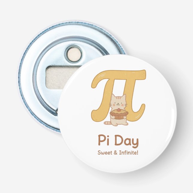 Funny Pi Day Animal with Pie – Math Lover Gift Bottle Opener (Front)