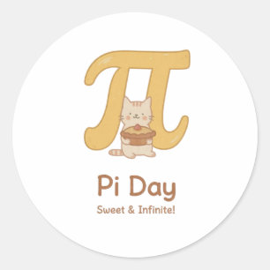 Funny Pi Day Animal with Pie – Math Lover Gift Classic Round Sticker