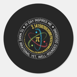 Funny Pi Day Inspires Me Vintage Spiral Pi Teacher Classic Round Sticker