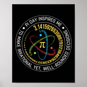 Funny Pi Day Inspires Me Vintage Spiral Pi Teacher Poster