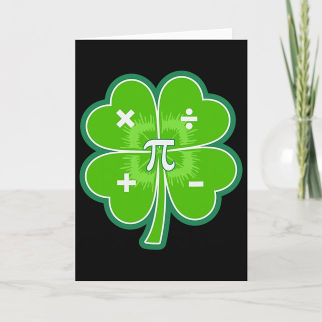 Funny Pi Day Math Patricks Day Luck Shamrock Green Card (Front)