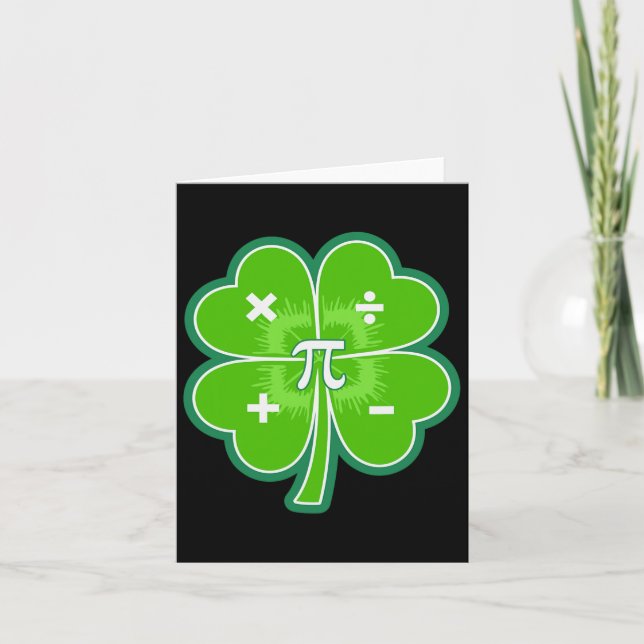 Funny Pi Day Math Patricks Day Luck Shamrock Green Card (Front)