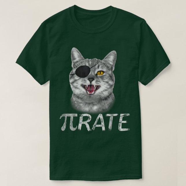 Funny Pi Day Math Science Cat Pirate 717 T-Shirt (Design Front)