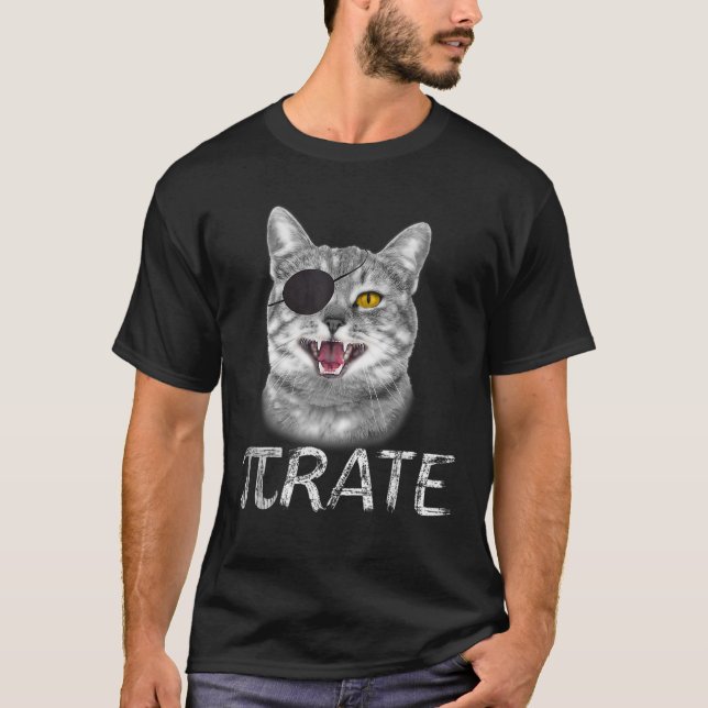 Funny Pi Day Math Science Cat Pirate T-Shirt (Front)