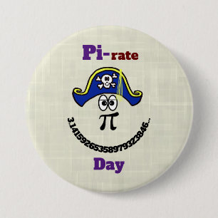 Funny Pi Day Pirate Button
