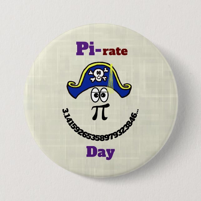 Funny Pi Day Pirate Button (Front)