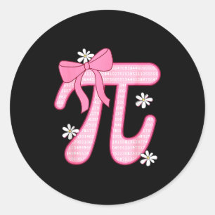 Funny Pi Day Spiral Pi Math Coquette Bow Pink Pi D Classic Round Sticker