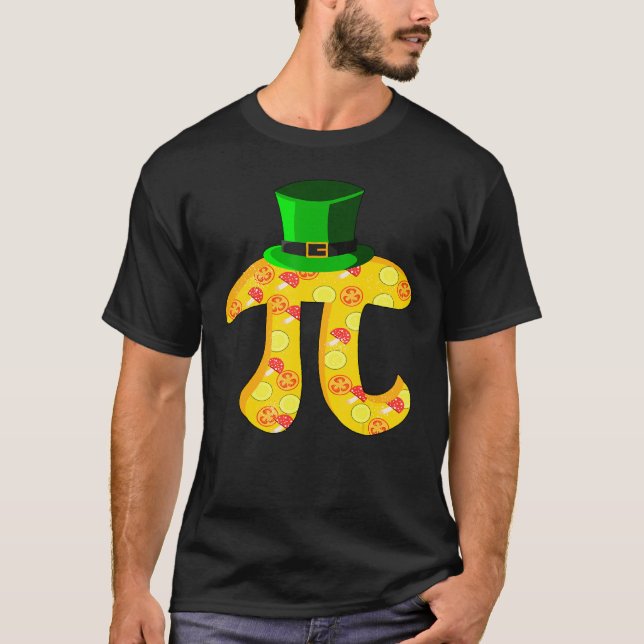 Funny Pi Leprechaun Hat With Pi Pizza For Pi Day T-Shirt (Front)