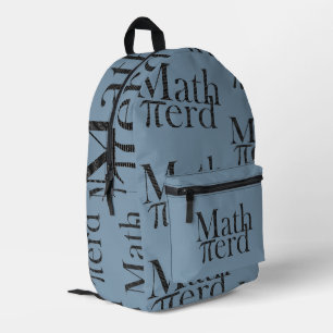 Funny Pi Math Nerd Science Teacher Grey Blue Printed Backpack
