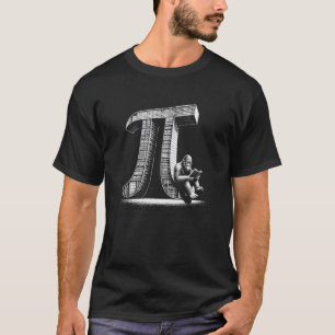 Funny Pi Symbol, Gorilla Reading, Geeky Math Lover T-Shirt