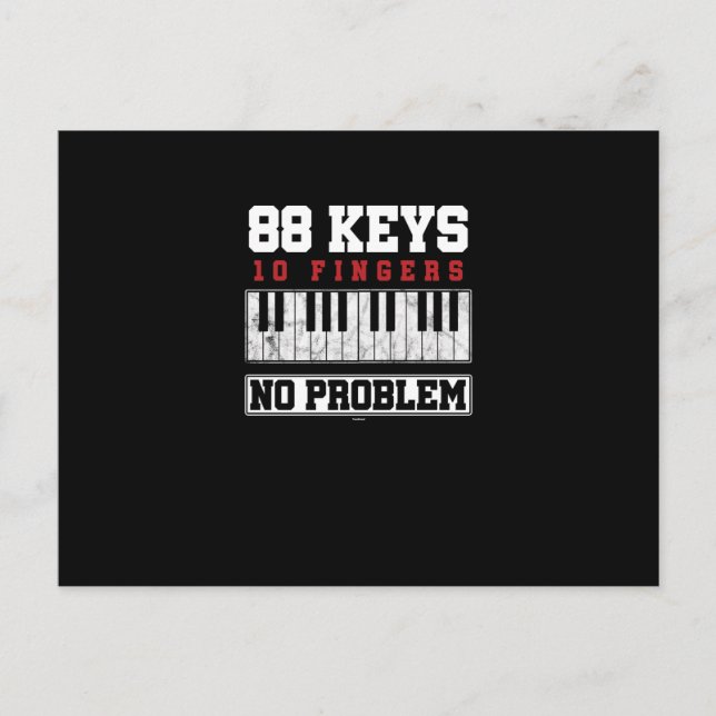 Funny Pianist 88 Keys 10 Fingers No Problem Holiday Postcard (Front)