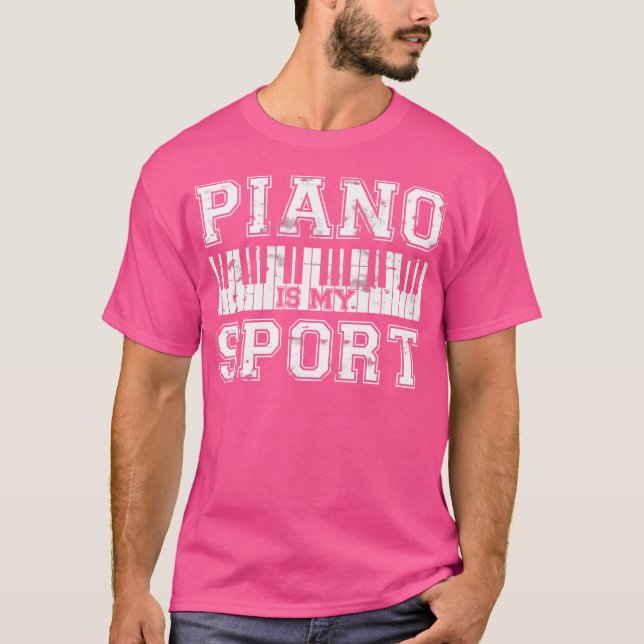Funny Pianist Distressed Piano T-Shirt (Front)