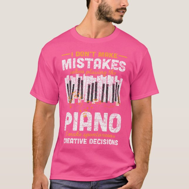 Funny Pianist Gift Musician Piano Keys Music Notes T-Shirt (Front)