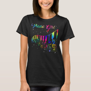 Funny Piano Girl Players Colourful Musical Instrum T-Shirt