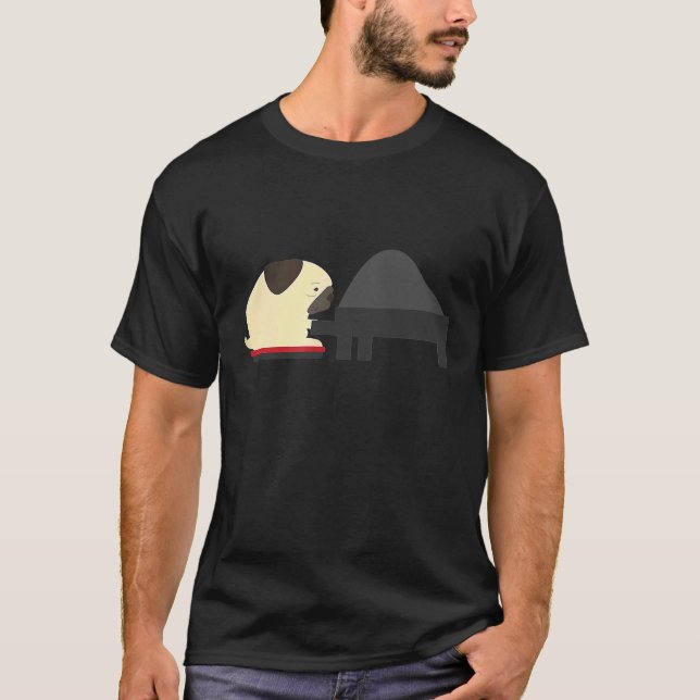 Funny Piano Pug Tshirt Music Instrument (Front)