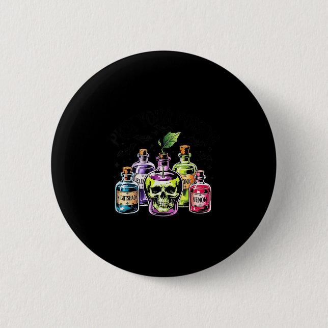Funny Pick Your Poison Apple Halloween Gothic Prin 6 Cm Round Badge (Front)