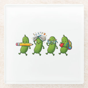 Funny Pickle Back to School Teacher Student Women  Glass Coaster