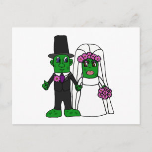 Funny Pickle Bride and Groom Wedding Art Postcard