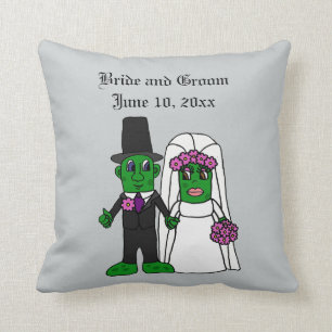 Funny Pickle Bride and Groom Wedding Cartoon Cushion