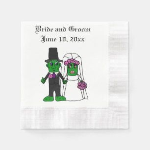 Funny Pickle Bride and Groom Wedding Cartoon Napkin