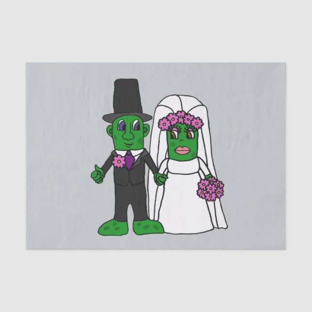 Funny Pickle Bride and Groom Wedding Cartoon Tissue Paper (Front)