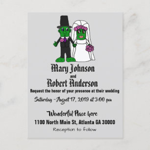 Funny Pickle Bride and Groom Wedding Invitation Postcard