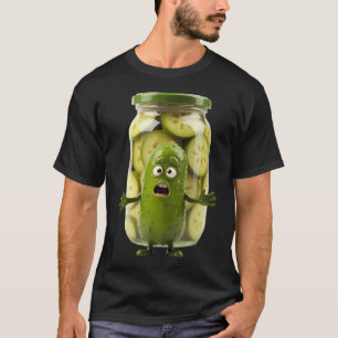 Funny Pickle Cartoon Tee Cucumber Jar Of Sliced Pi