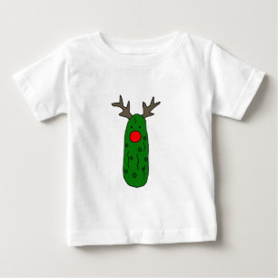 Funny Pickle Christmas Reindeer Cartoon Baby T-Shirt