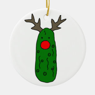 Funny Pickle Christmas Reindeer Cartoon Ceramic Tree Decoration