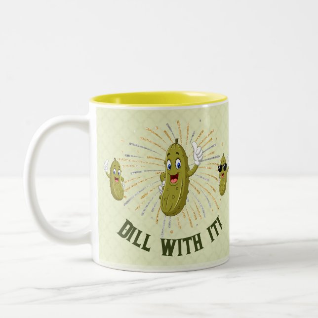 Funny Pickle Dill With It Two-Tone Coffee Mug (Left)