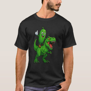 Funny Pickle Dinosaur Trex Cucumber Vegan Boys Gir T-Shirt