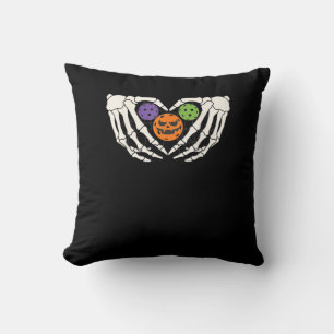 Funny Pickle Halloween Skeleton Hands Heart Pumpki Cushion