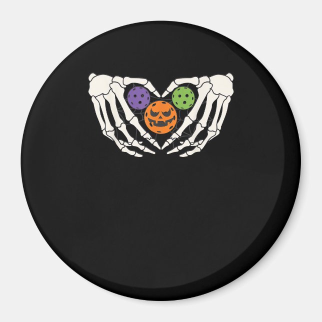 Funny Pickle Halloween Skeleton Hands Heart Pumpki Magnet (Front)