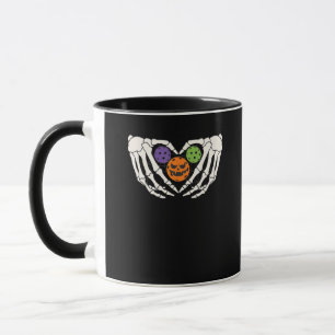 Funny Pickle Halloween Skeleton Hands Heart Pumpki Mug
