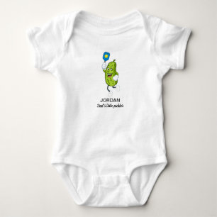 Funny Pickle Holding Pickleball Paddle Custom Baby Bodysuit