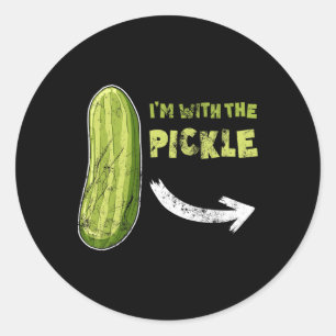 Funny Pickle i'm With The Pickle' Matching Hallowe Classic Round Sticker