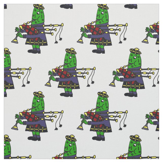 Funny Pickle Playing Bagpipes Fabric (Swatch)