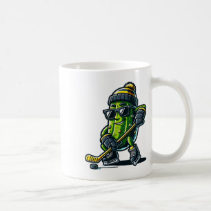 Funny Pickle Playing Hockey Sports Humor And Winte Coffee Mug