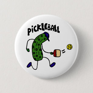 Funny Pickle Playing Pickleball 6 Cm Round Badge
