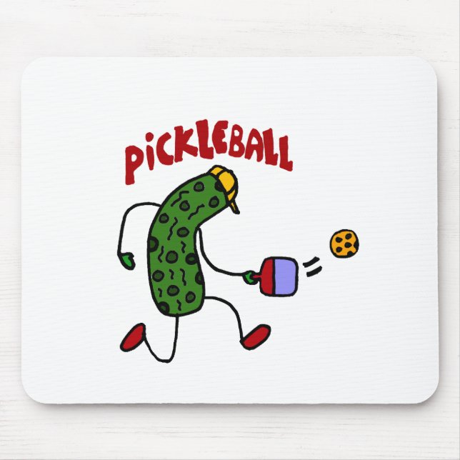 Funny Pickle Playing Pickleball Action Design Mouse Mat (Front)