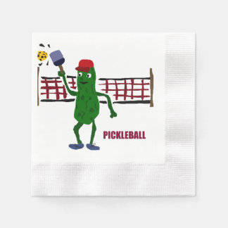 Funny Pickle Playing Pickleball Art Design Napkin