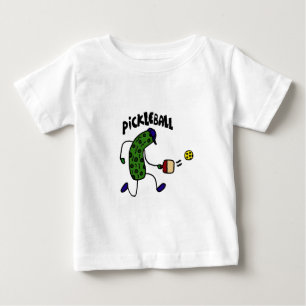 Funny Pickle Playing Pickleball Baby T-Shirt